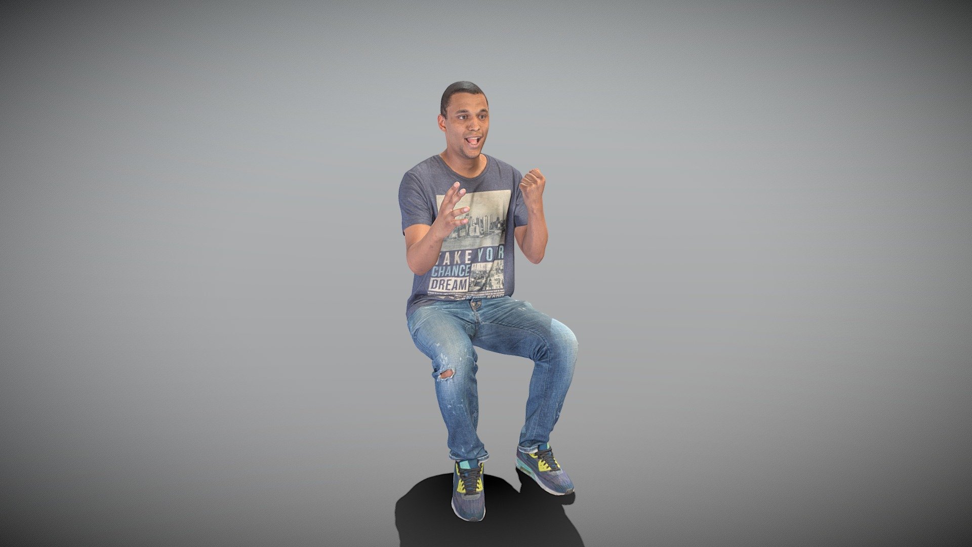 Emotional young man sitting 410 3d model