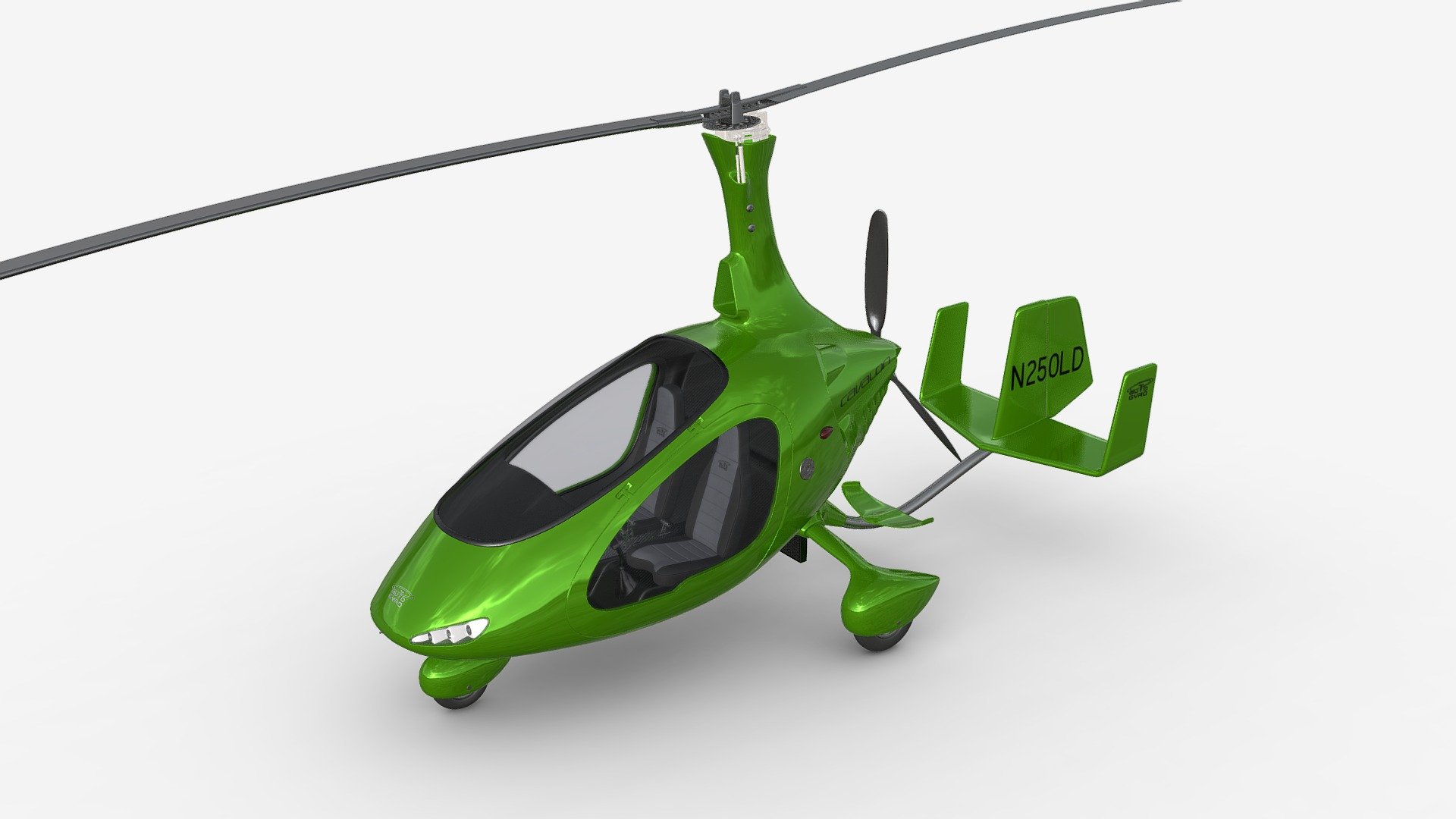 Gyroplane Autogiro Cavalon Green 3d model