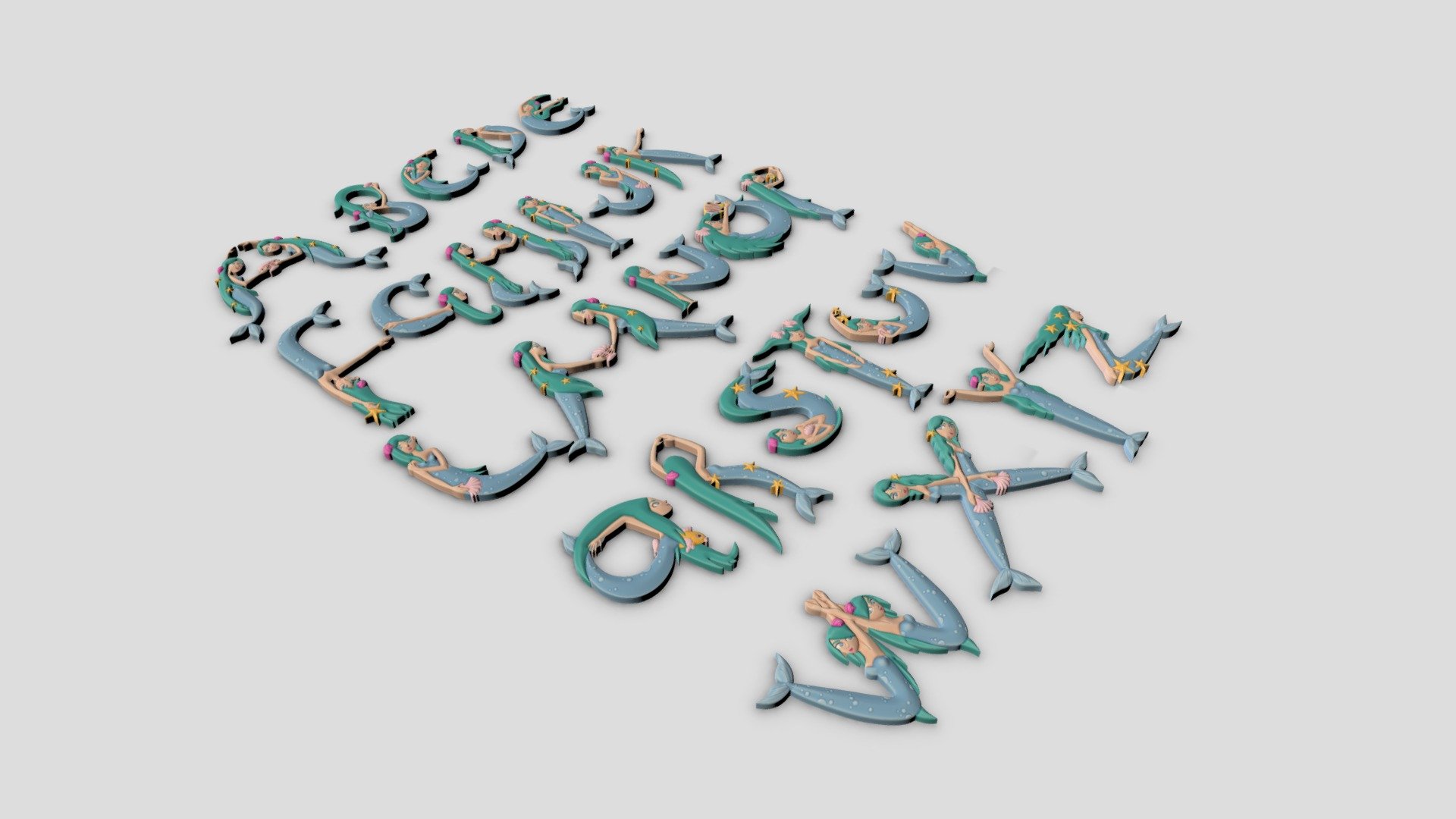 Mermaid Alphabet 3d model