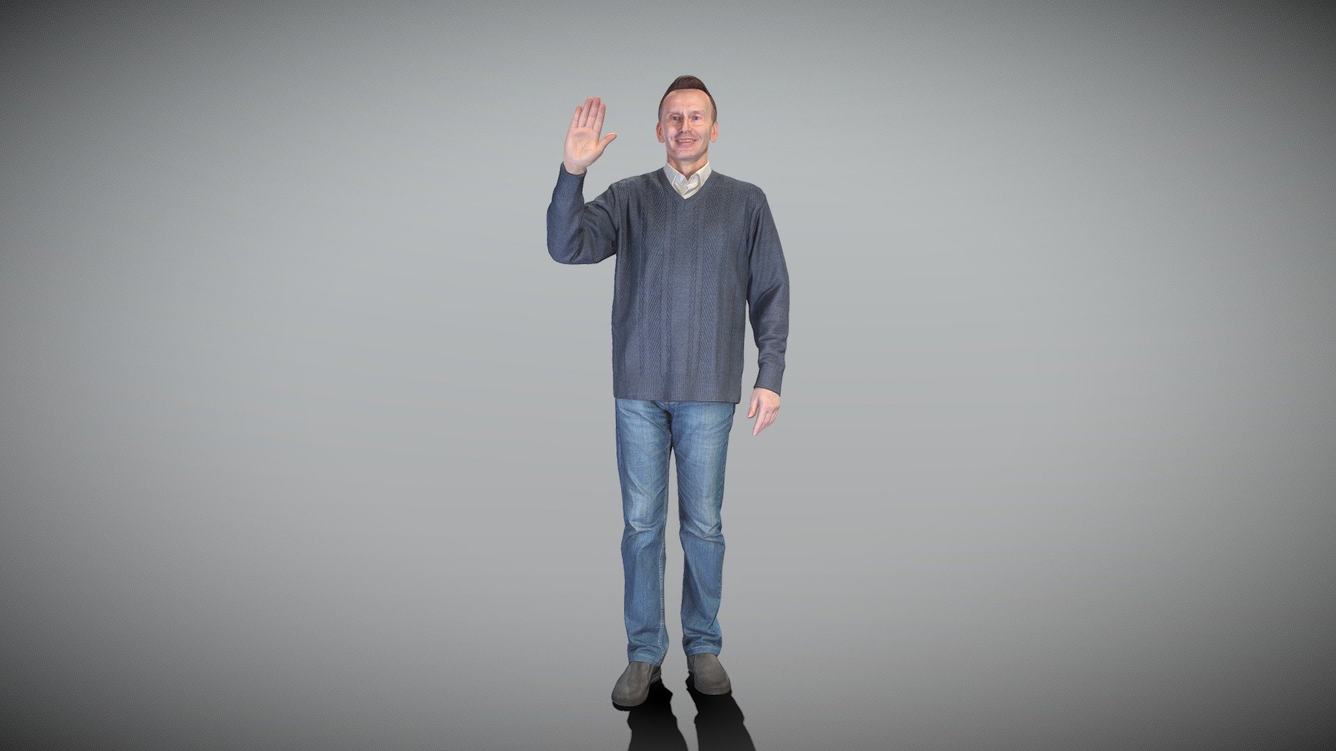 Man in sweater waving 406 3d model