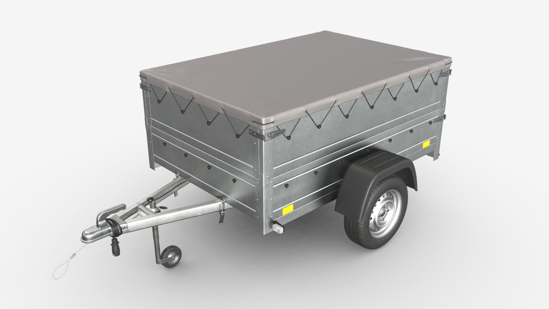 Trailer with extra walls cover jockey wheel 3d model