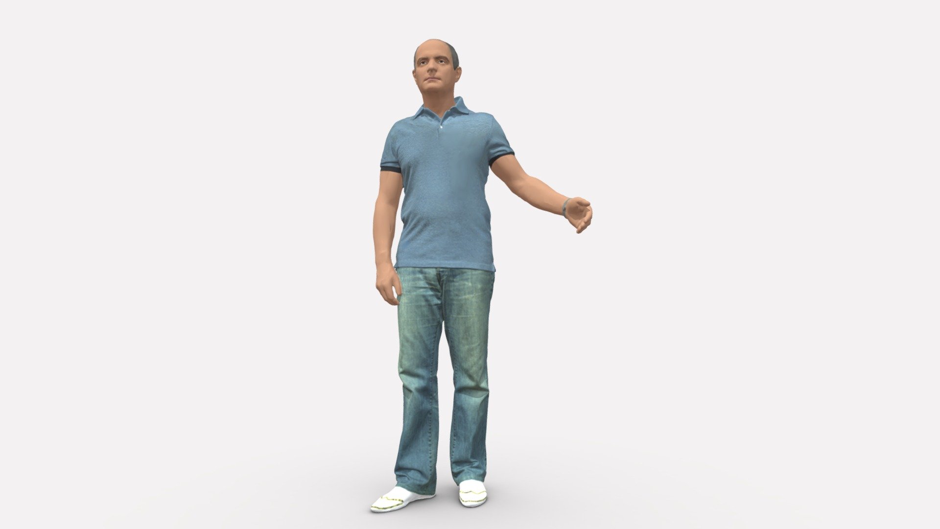 Man In Jeans With A Bald Head 0366 3d model