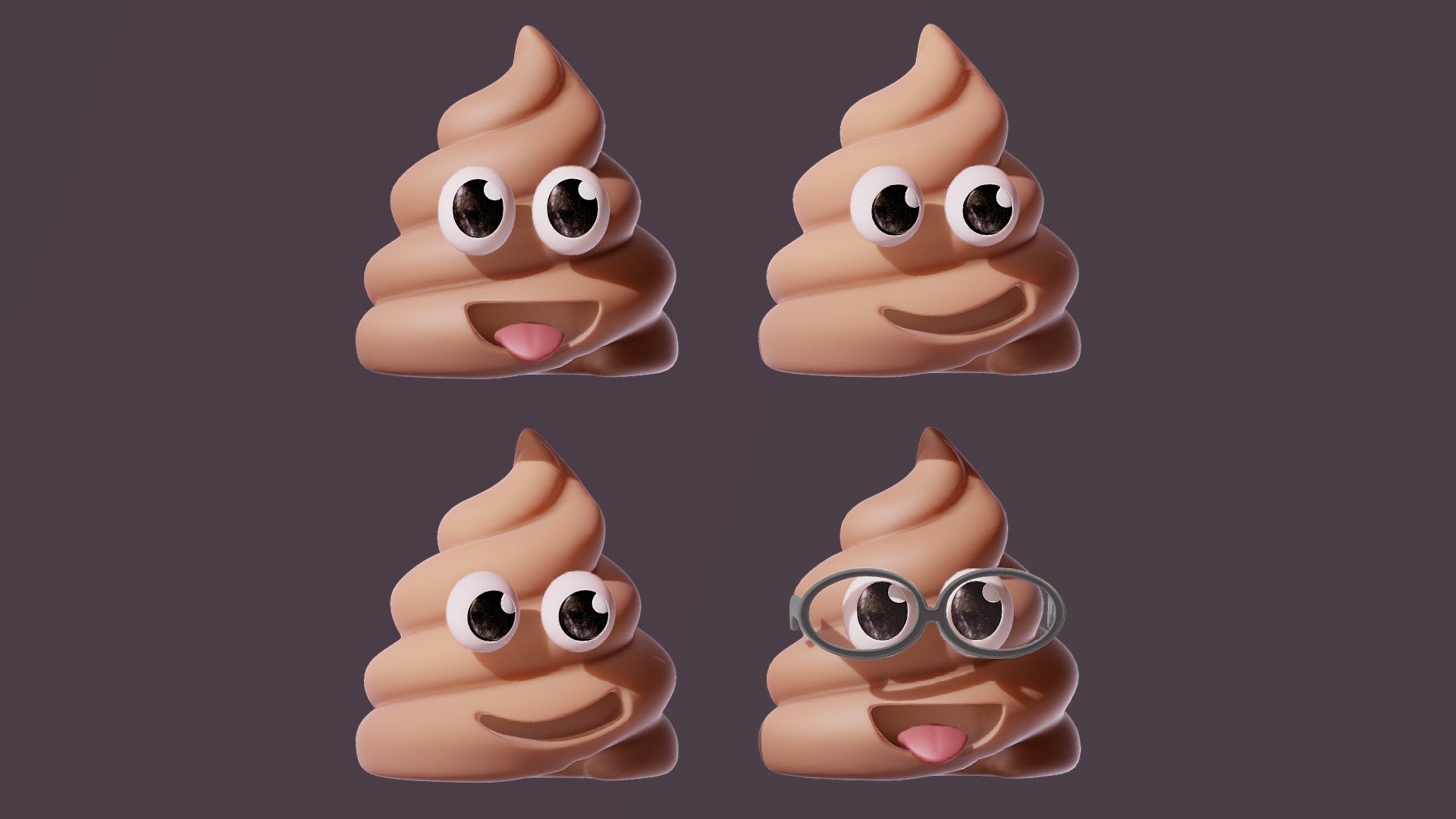 Poop Emoji Face Cartoon Stylized Feces Smile 3d model