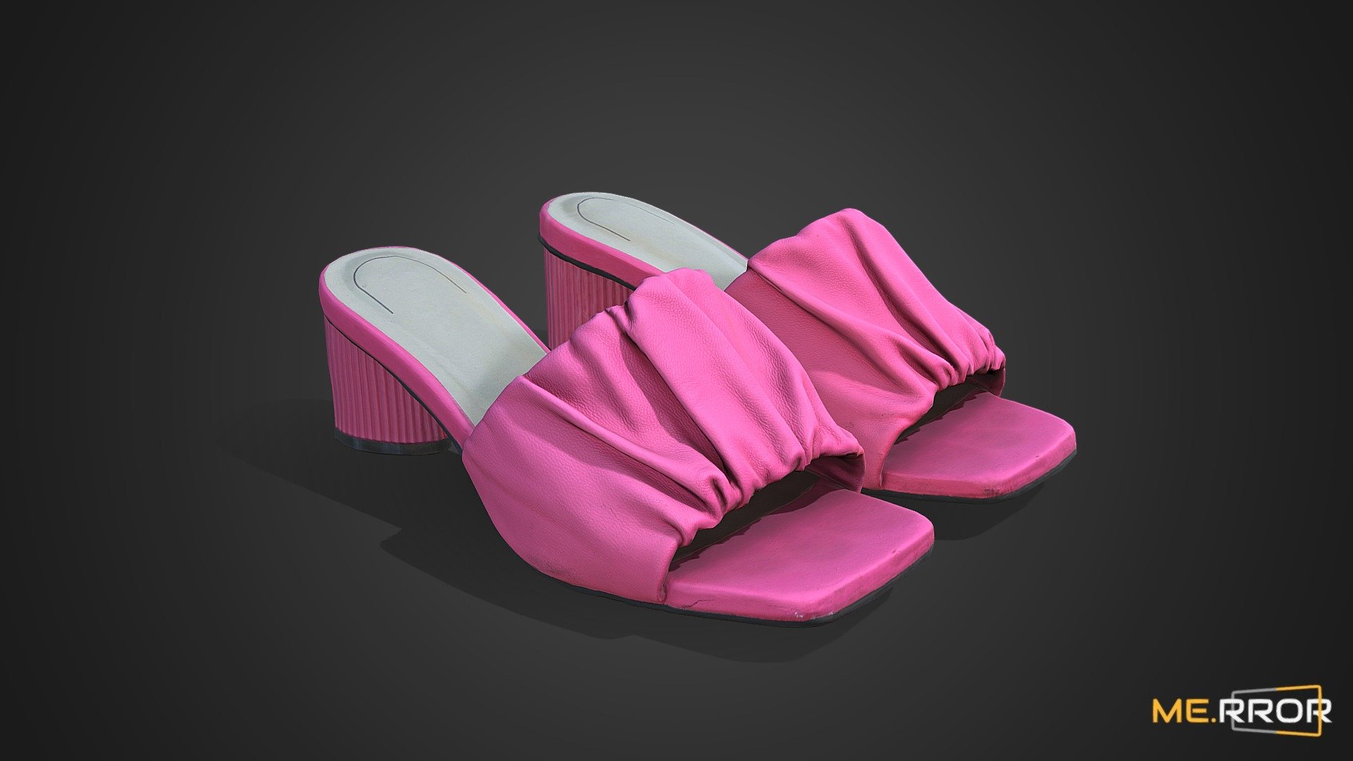 [Game-Ready] Pink Pleated Womans Heel Sandals 3d model