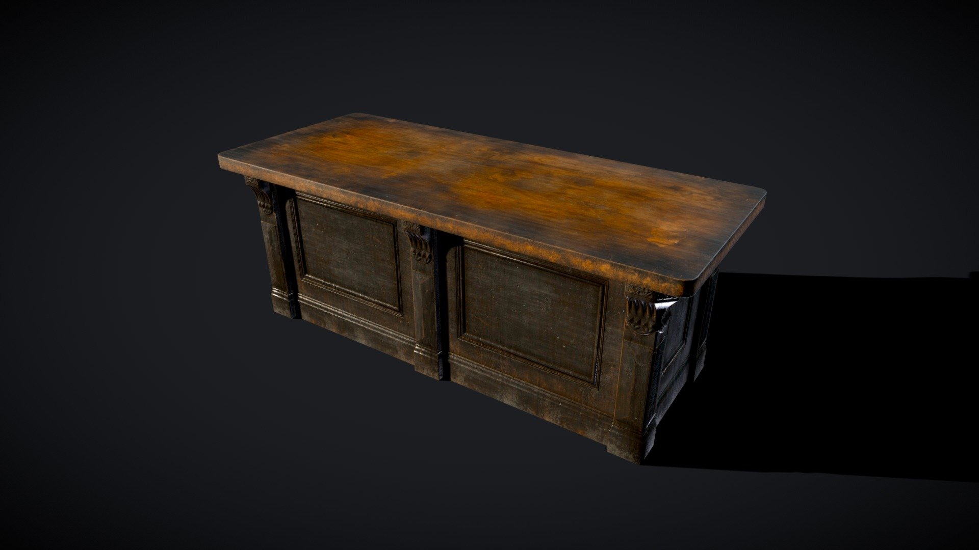 Old painted victorian counter [Props] 3d model