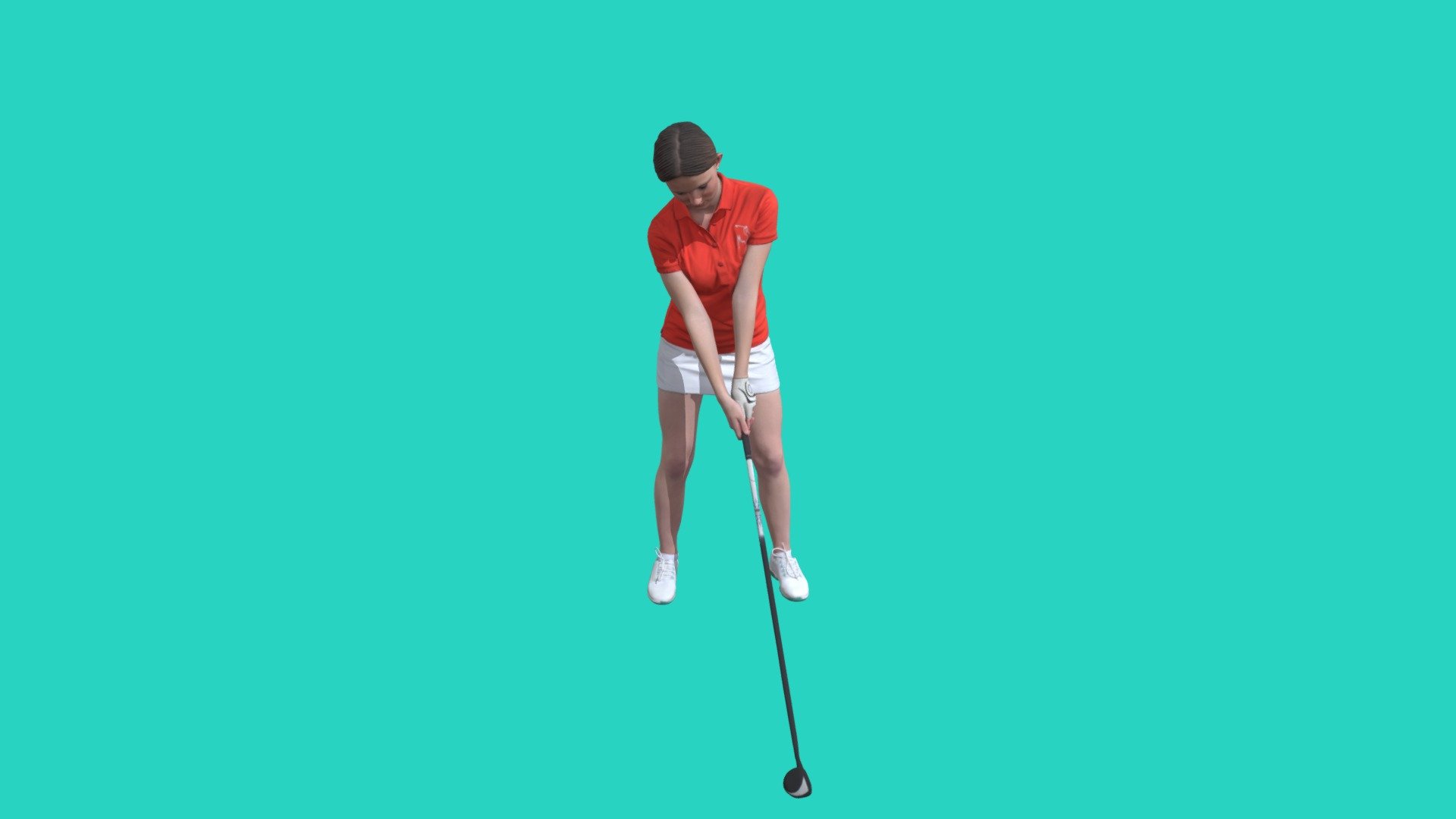 Young Golfer Girl Playing Golf 3d model