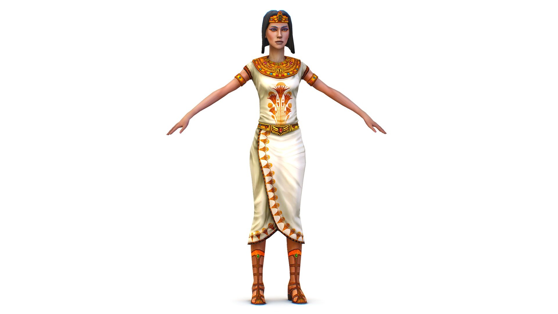 Young Girl dressed Egyptian Priestess, Aphrodite 3d model