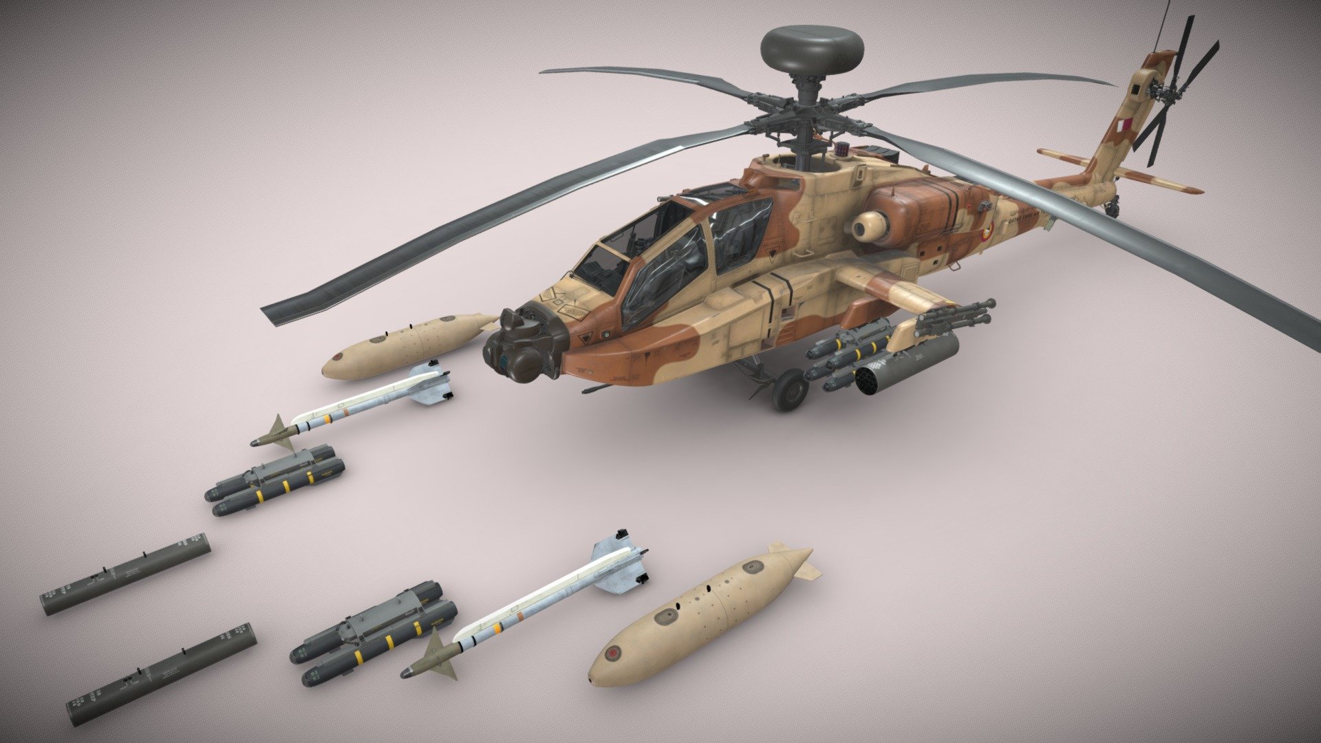 Apache AH-64E Qatar Emiri Air Force Static 3d model