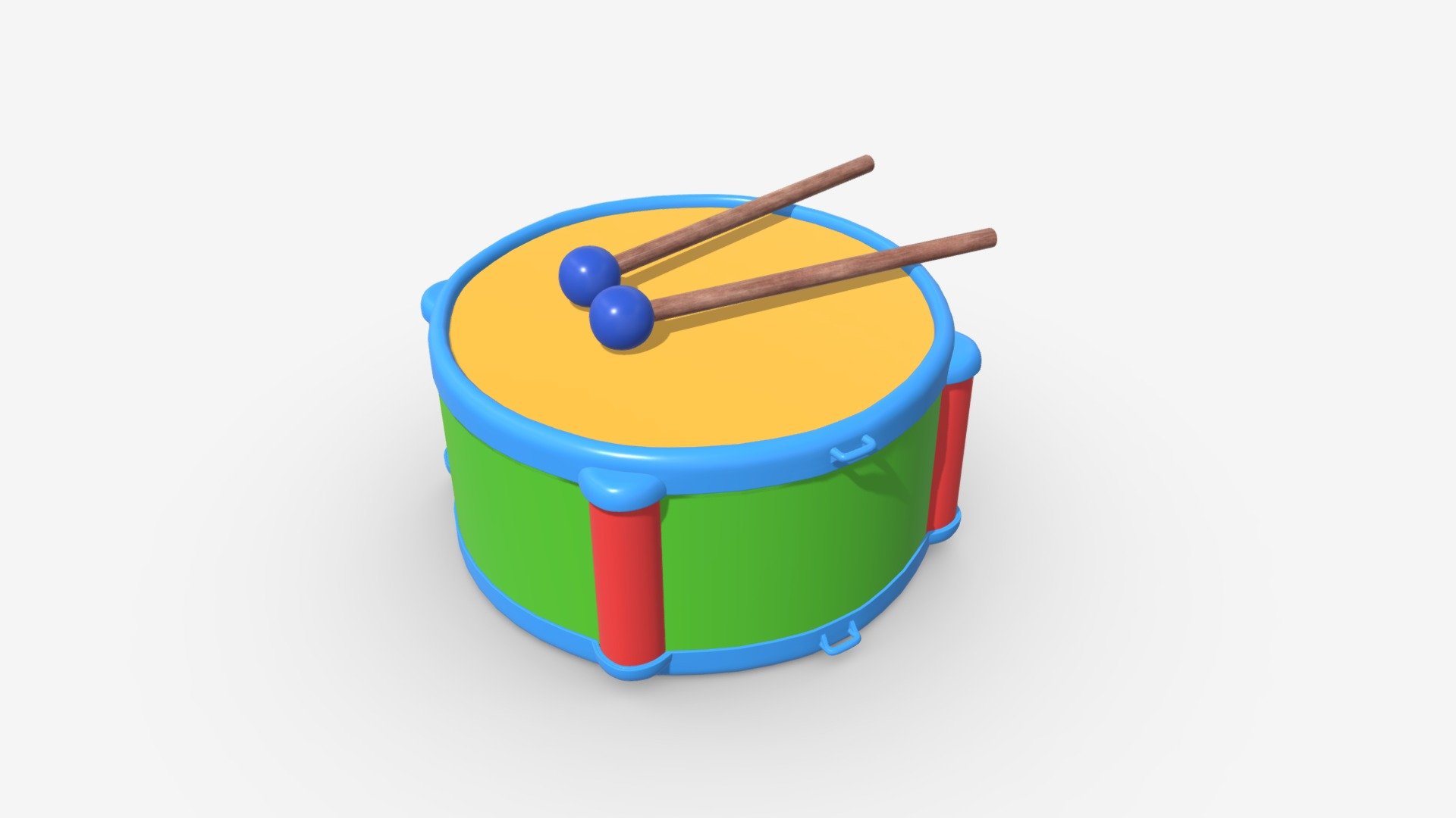 toy drum with sticks 3d model