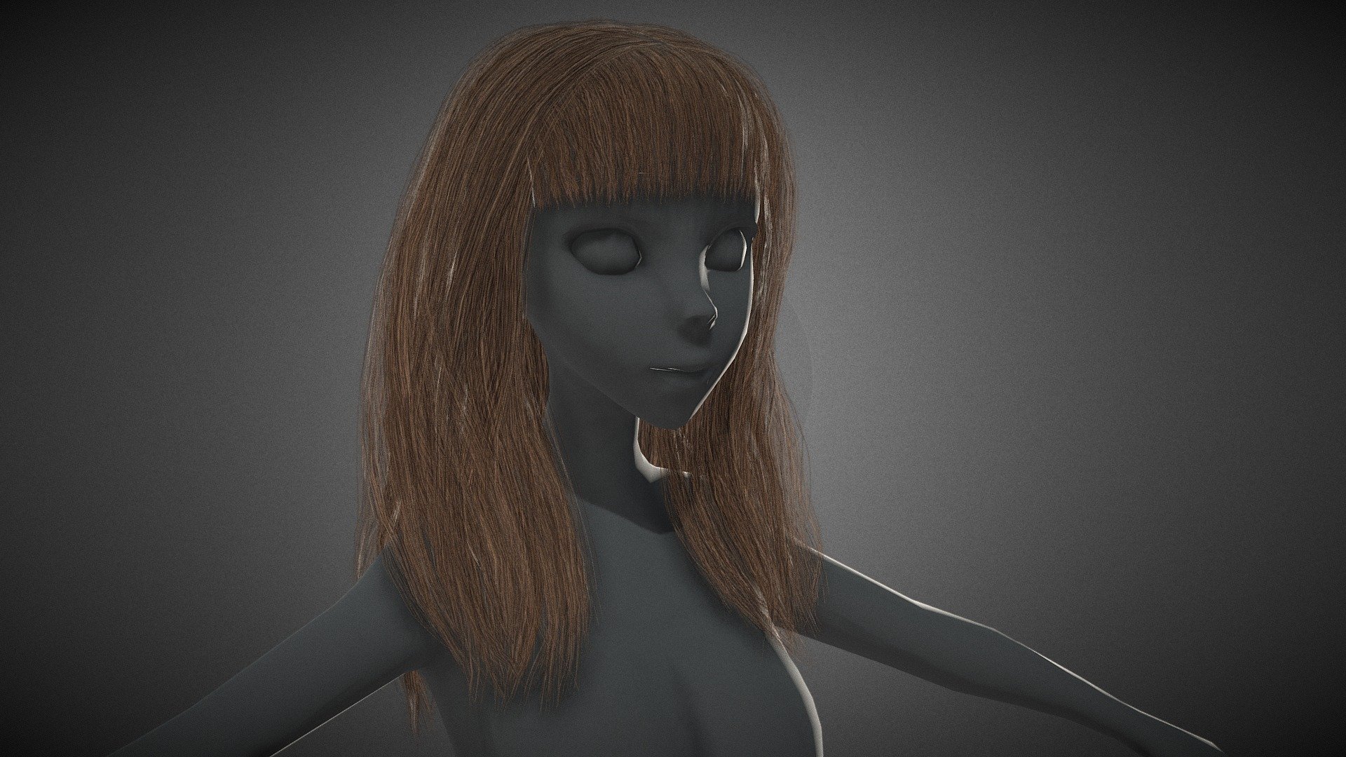 Female Hair Cards Style 3 3d model