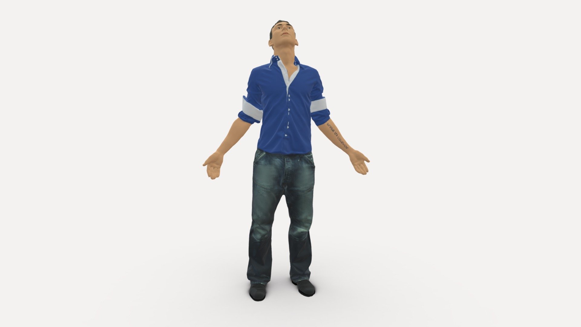 Man In blessed Pose In Blue 0602 3d model