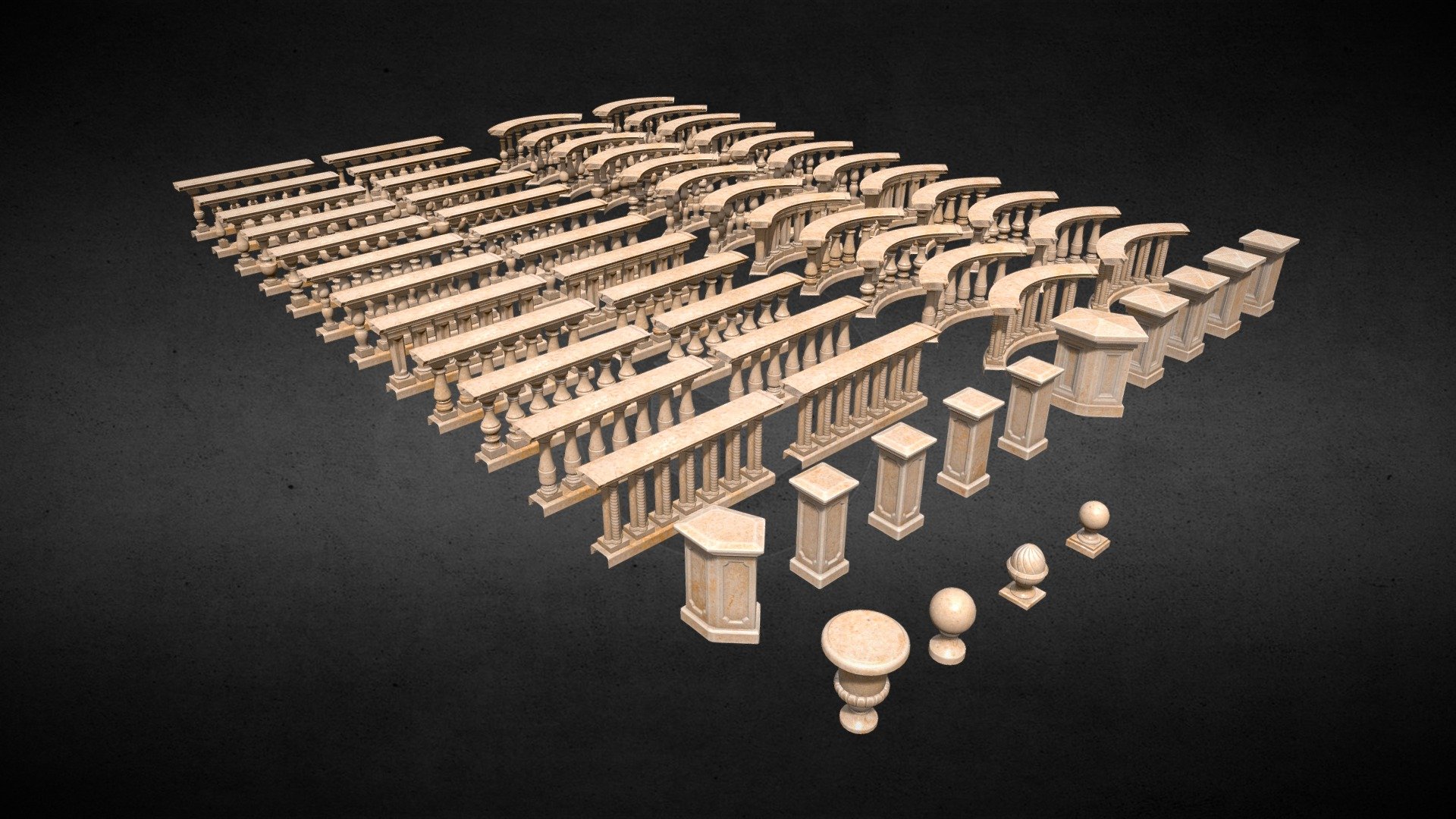 Balustrade Modular Pack 3d model