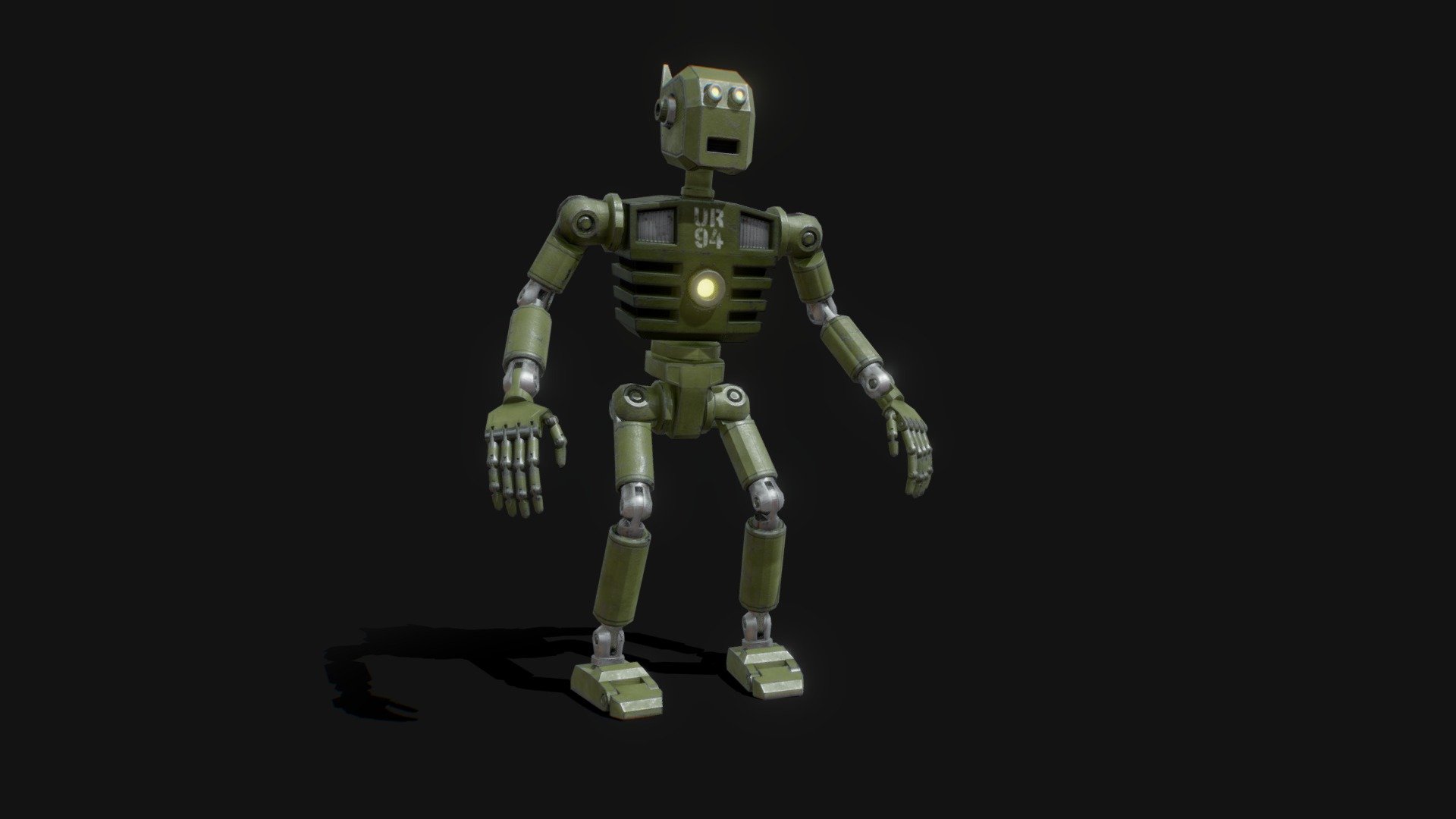 Ski-Fi Worn out Robot in retro style 3d model