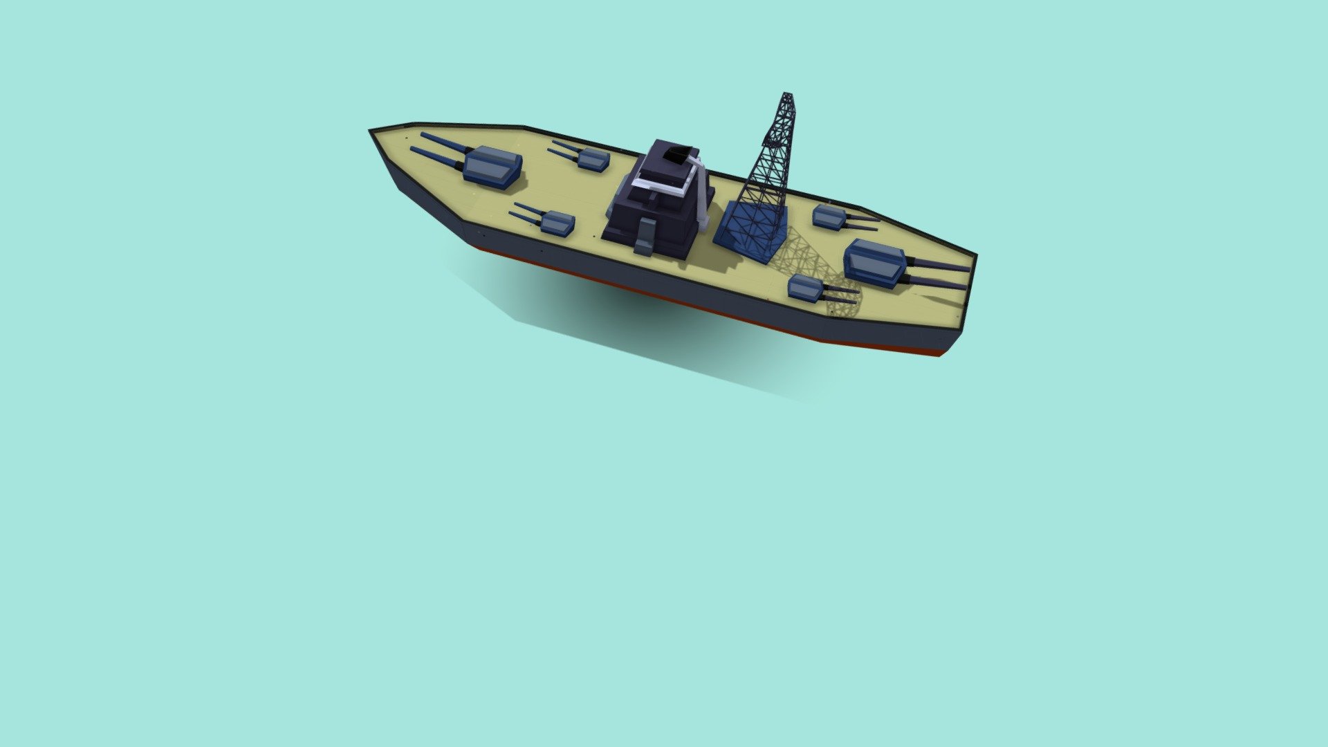 battleship low polly 3d model