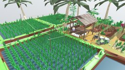 Sawah 3d low poly game