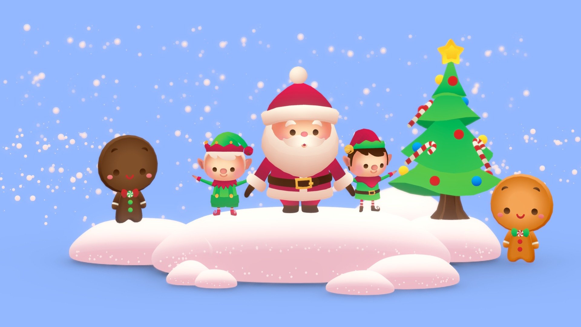 🎅🎄 Cartoon Santa Set 01 🎄🎅 3d model