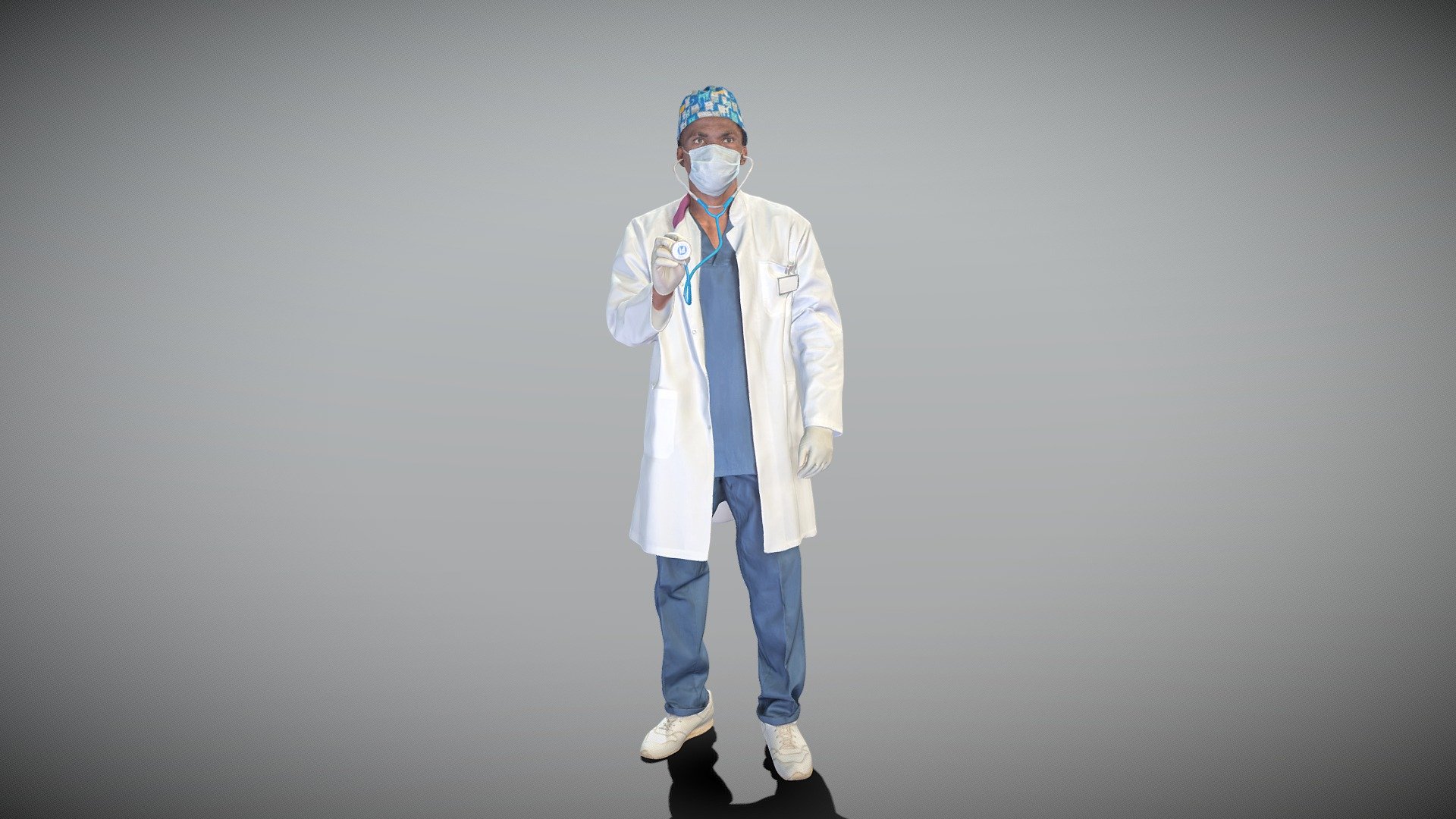 African-American doctor with diagnostic tool 400 3d model