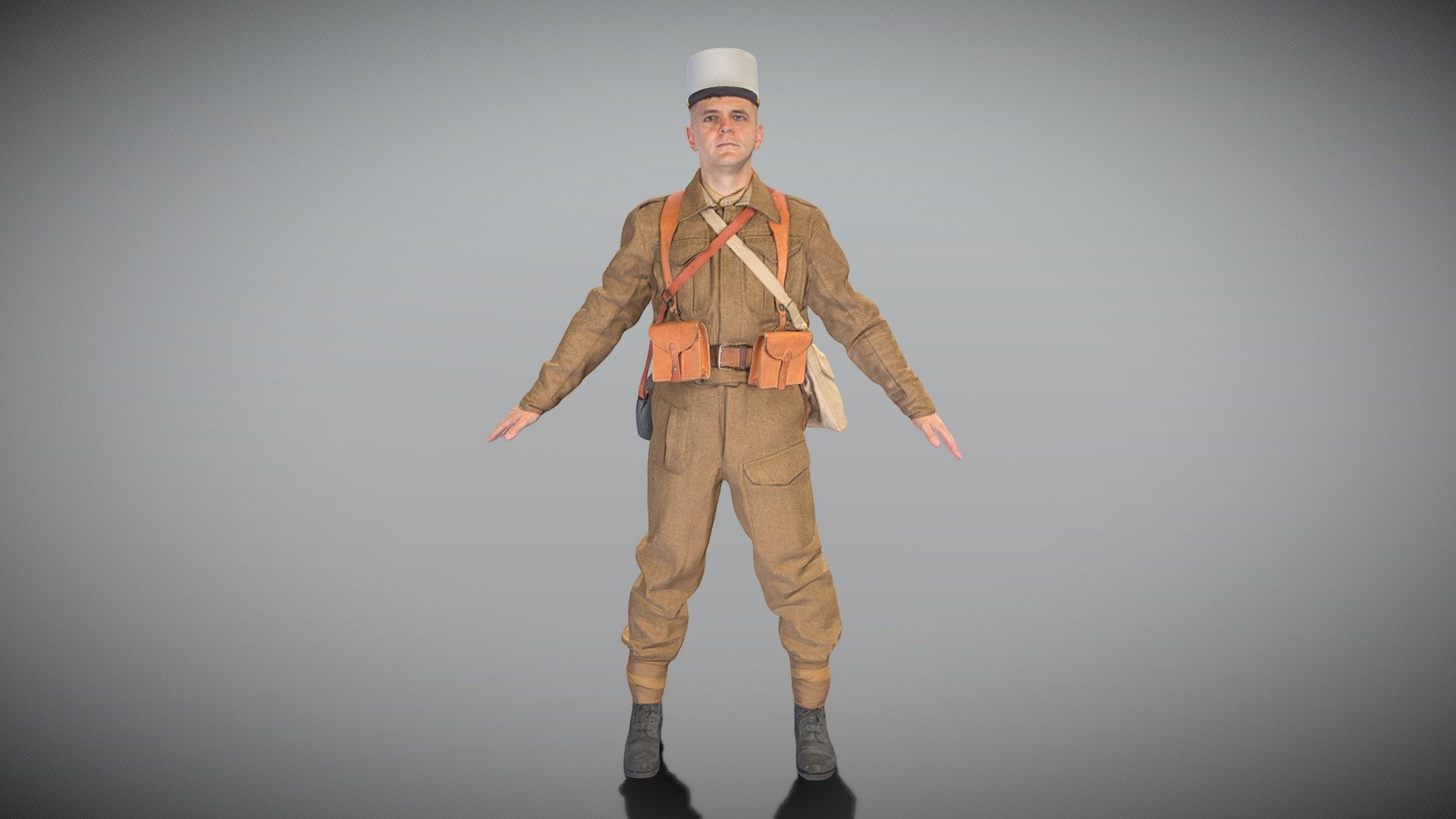 French infantry soldier in A-pose 403 3d model