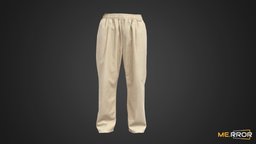 Beige Elastic Wide Pants