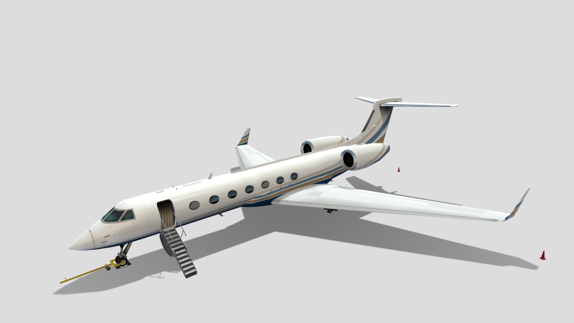 Gulfstream G550 Low Poly Static Aircraft Blank 3d model