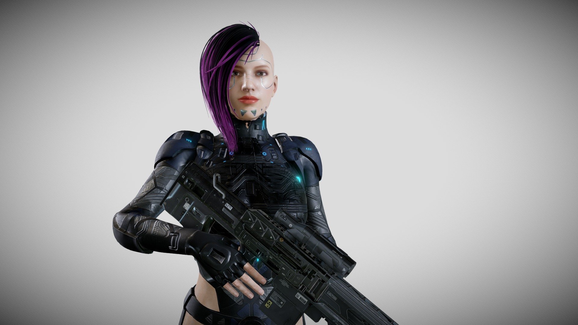 Cyber woman soldier BY Oscar creativo 3d model