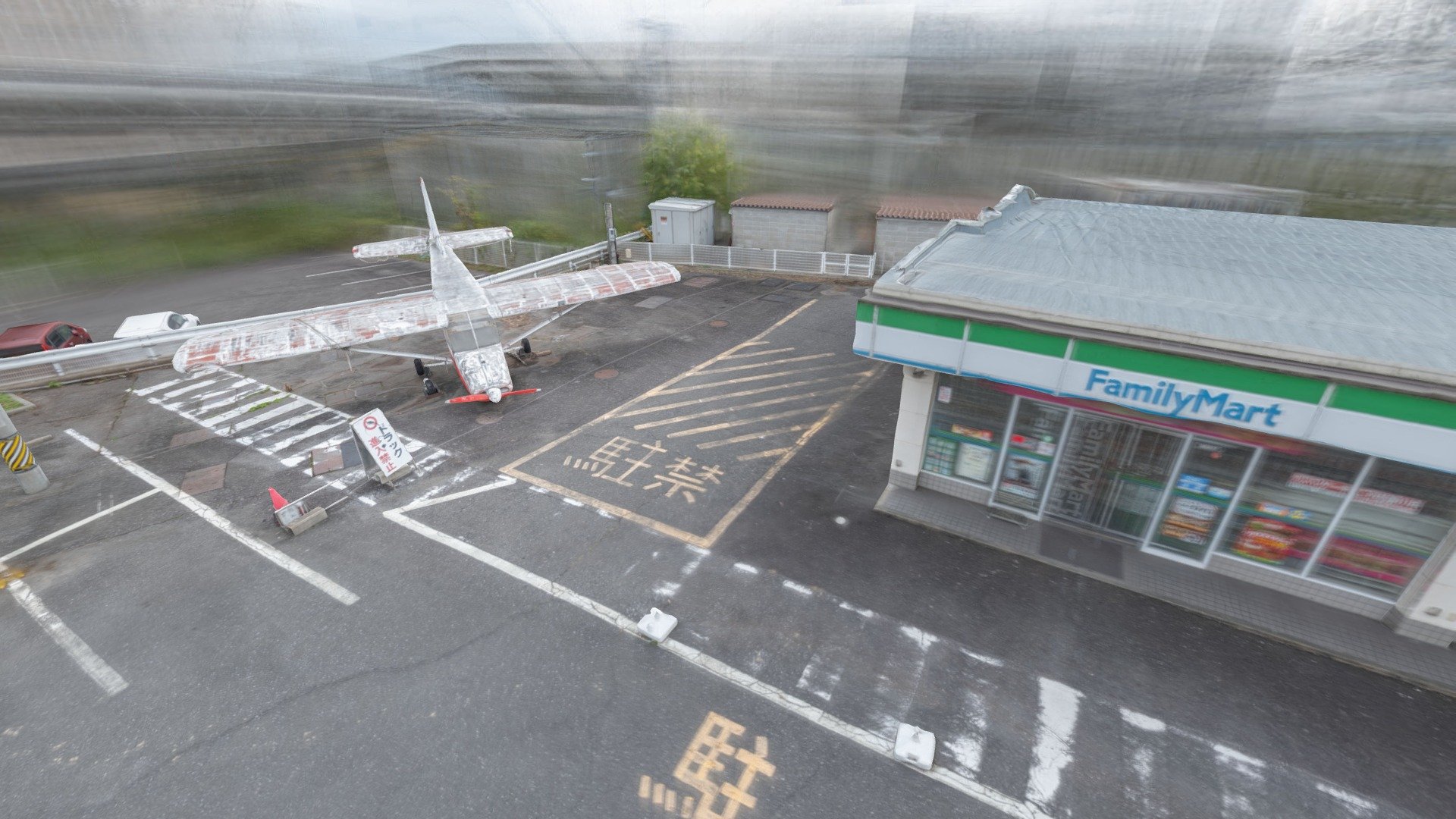 Abandoned Plane and Convenience Store 3d model