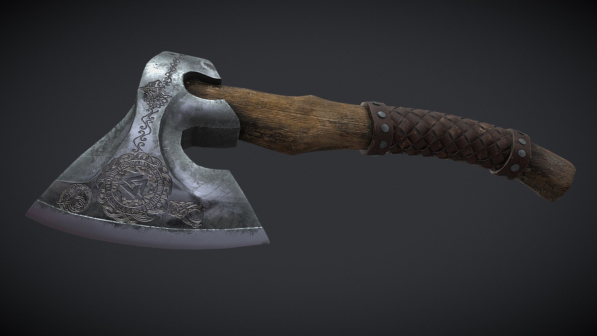 Viking Valknut Axe 3d model