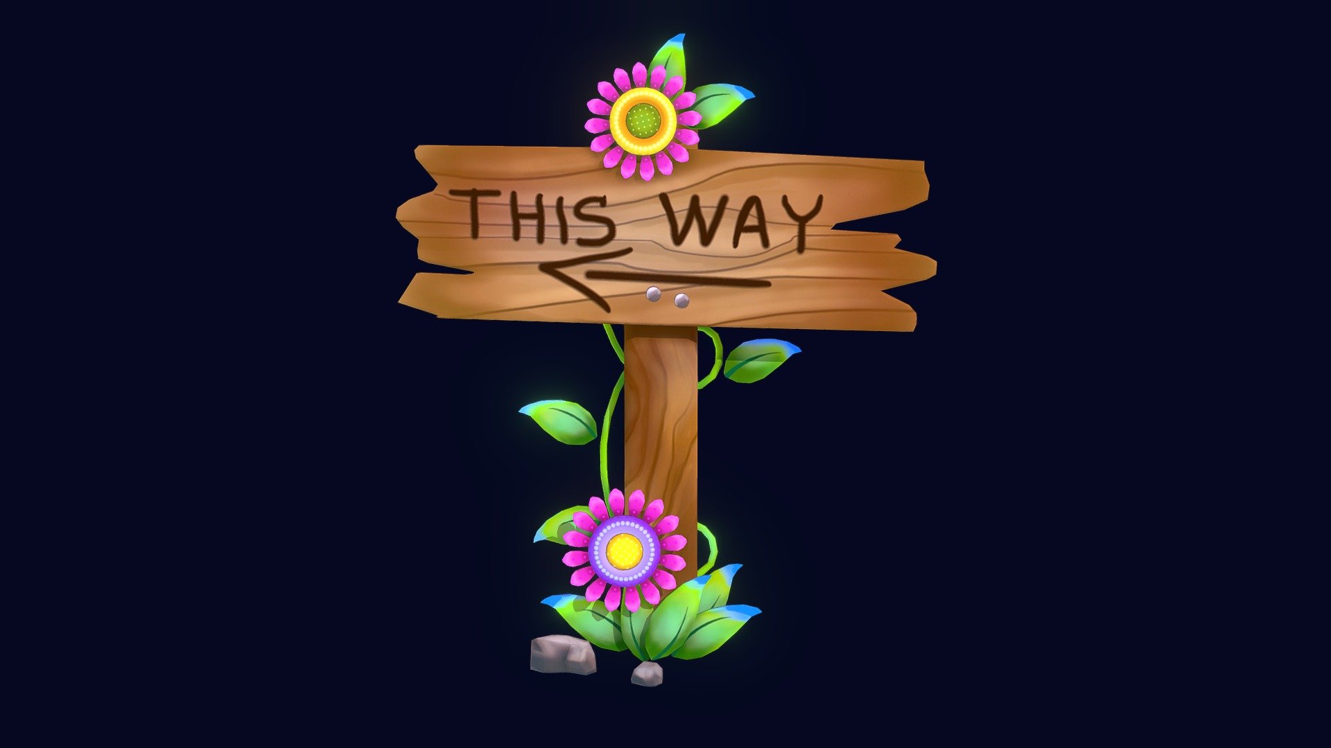 Road sign "This Way" 3d model