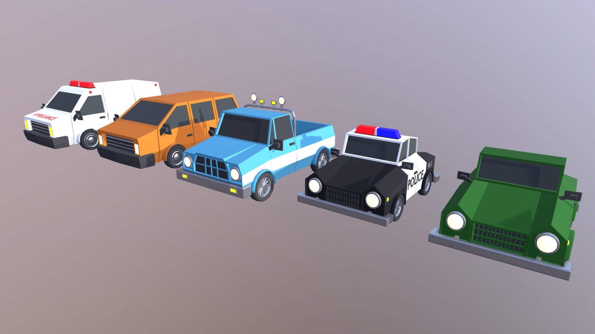 VEHICLES LOW POLY 3d model