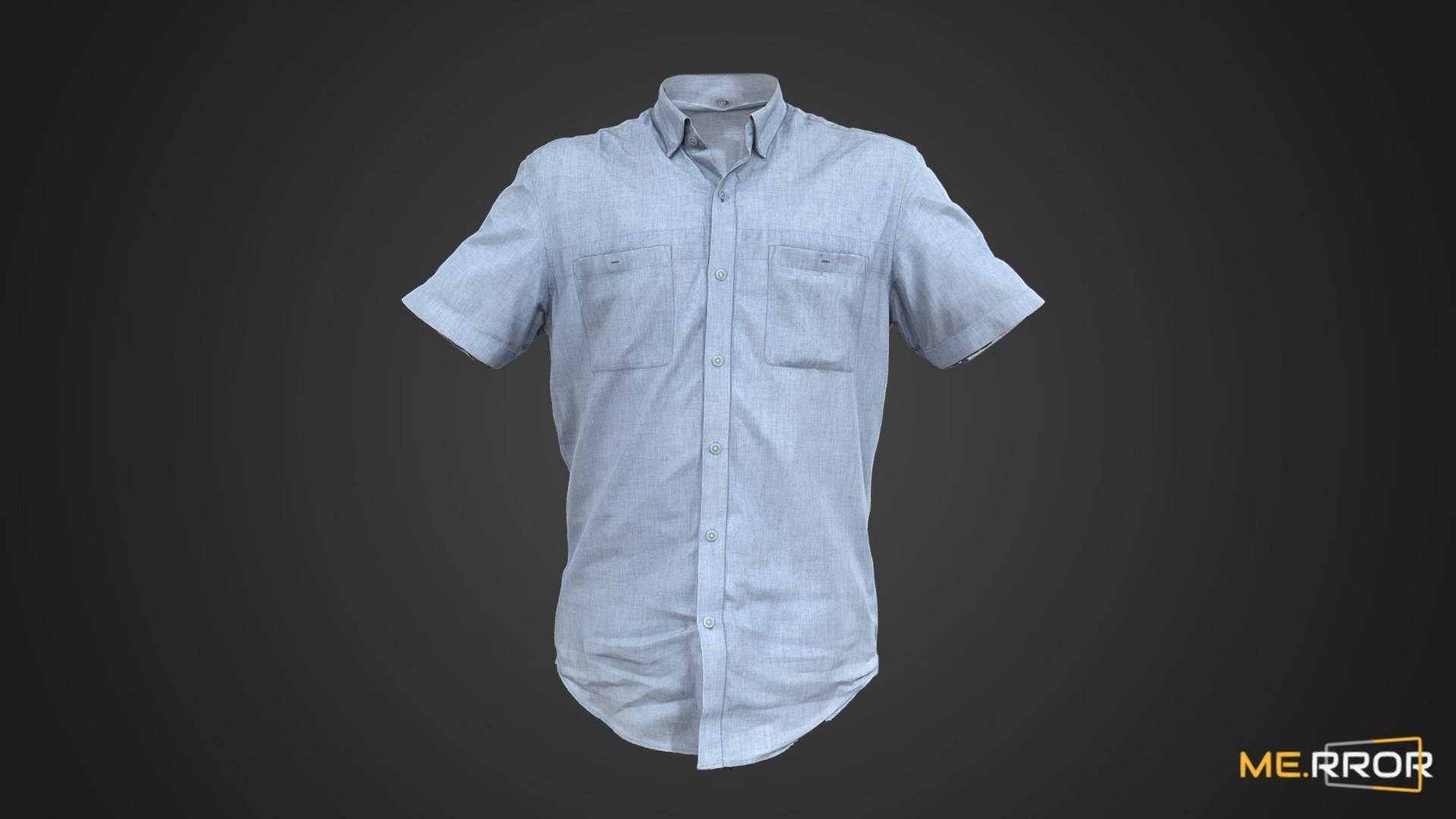 Light Blue Short Sleeve Shirt 3d model