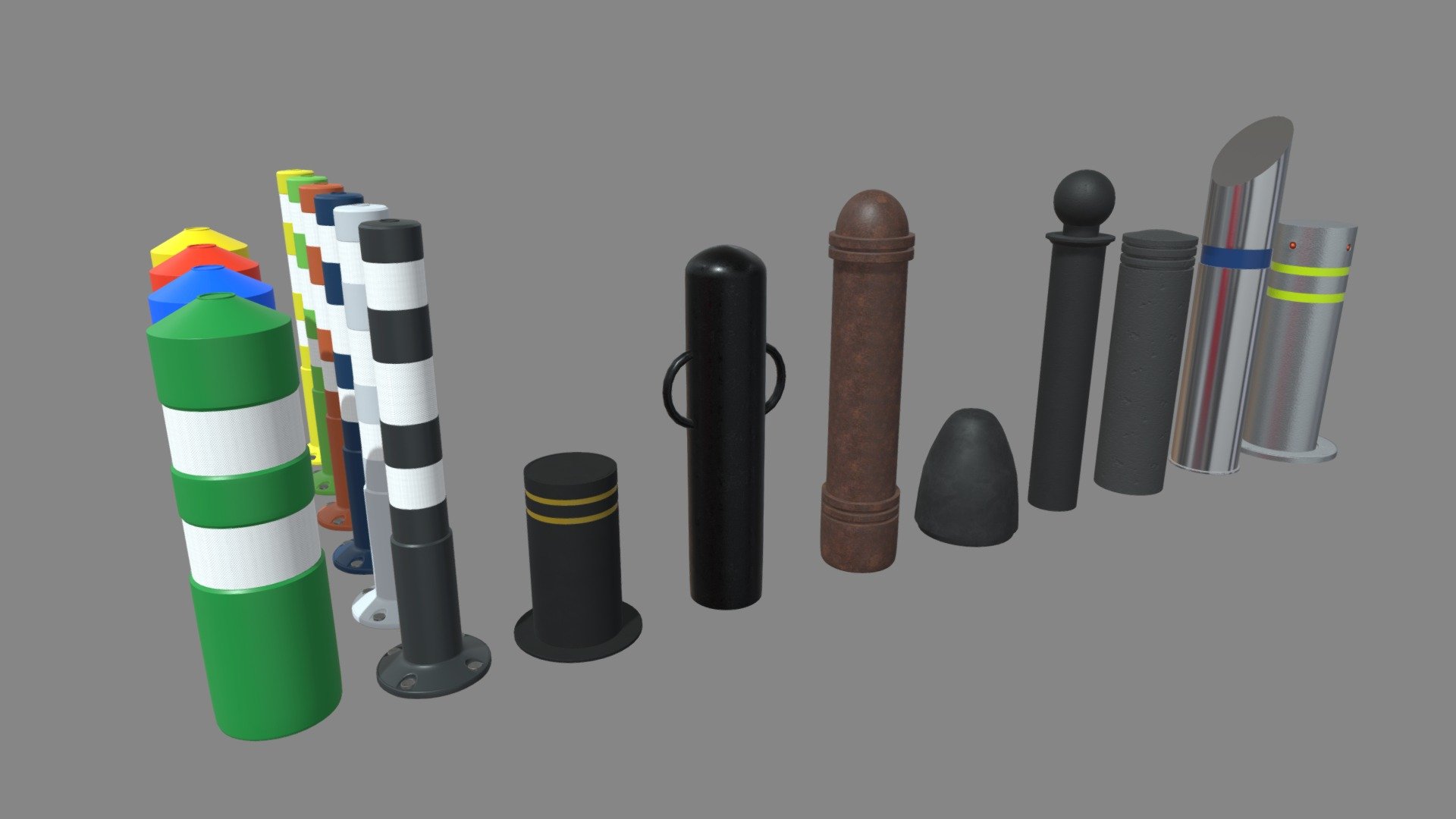 Bollards Pack 3d model