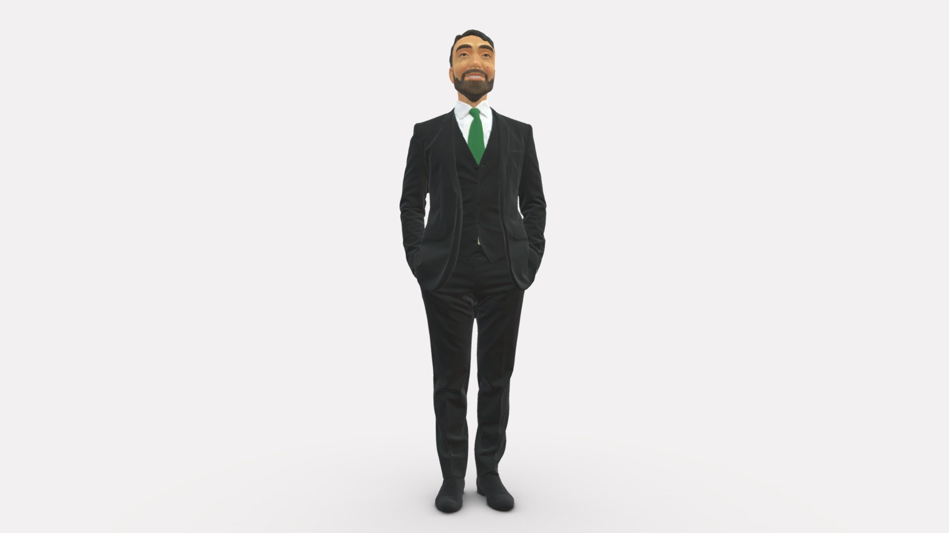 Bearded Man Suit With Green Tie 0735 3d model