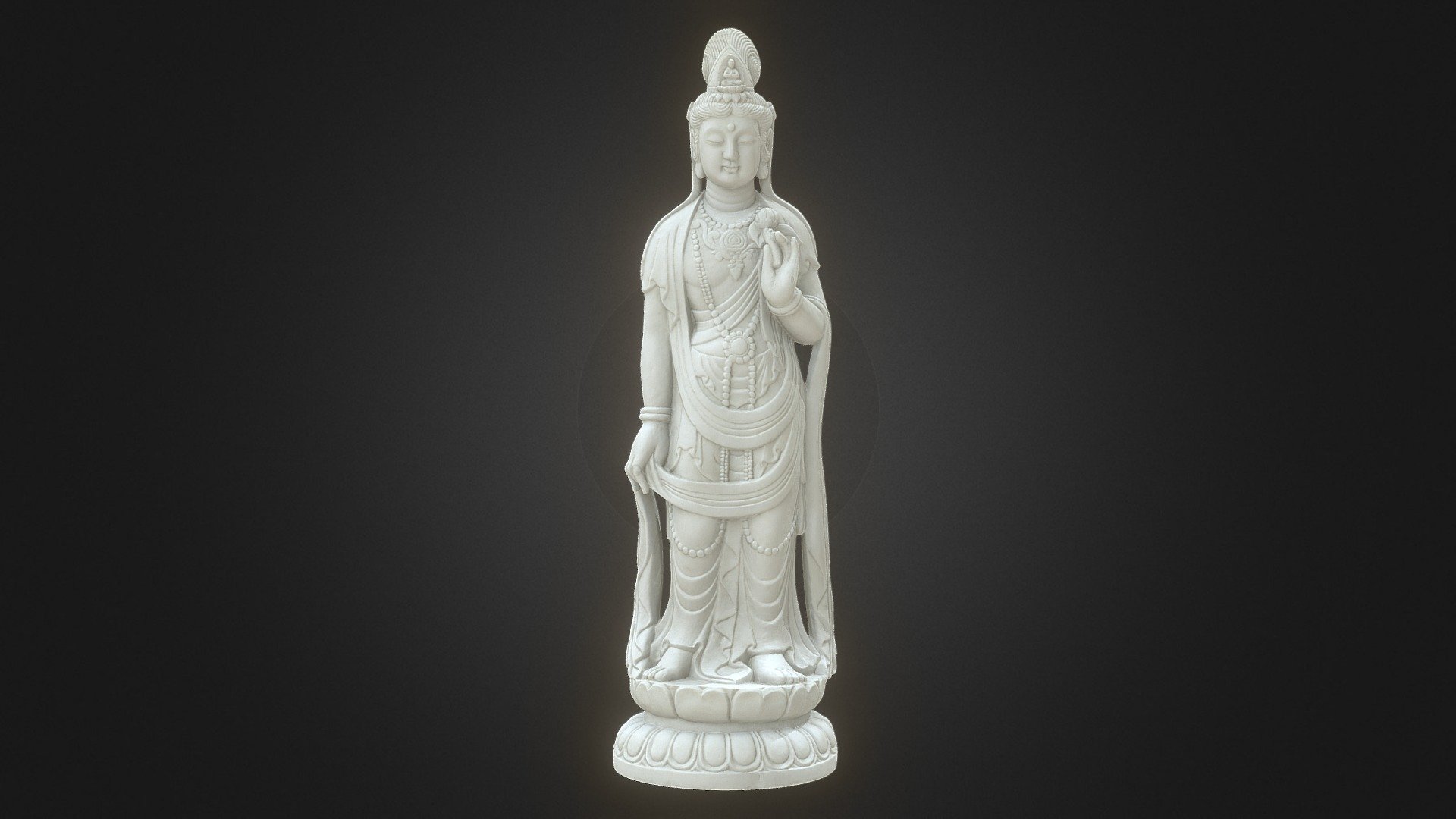 Kannon (Guanyin) marble statue. 3d model