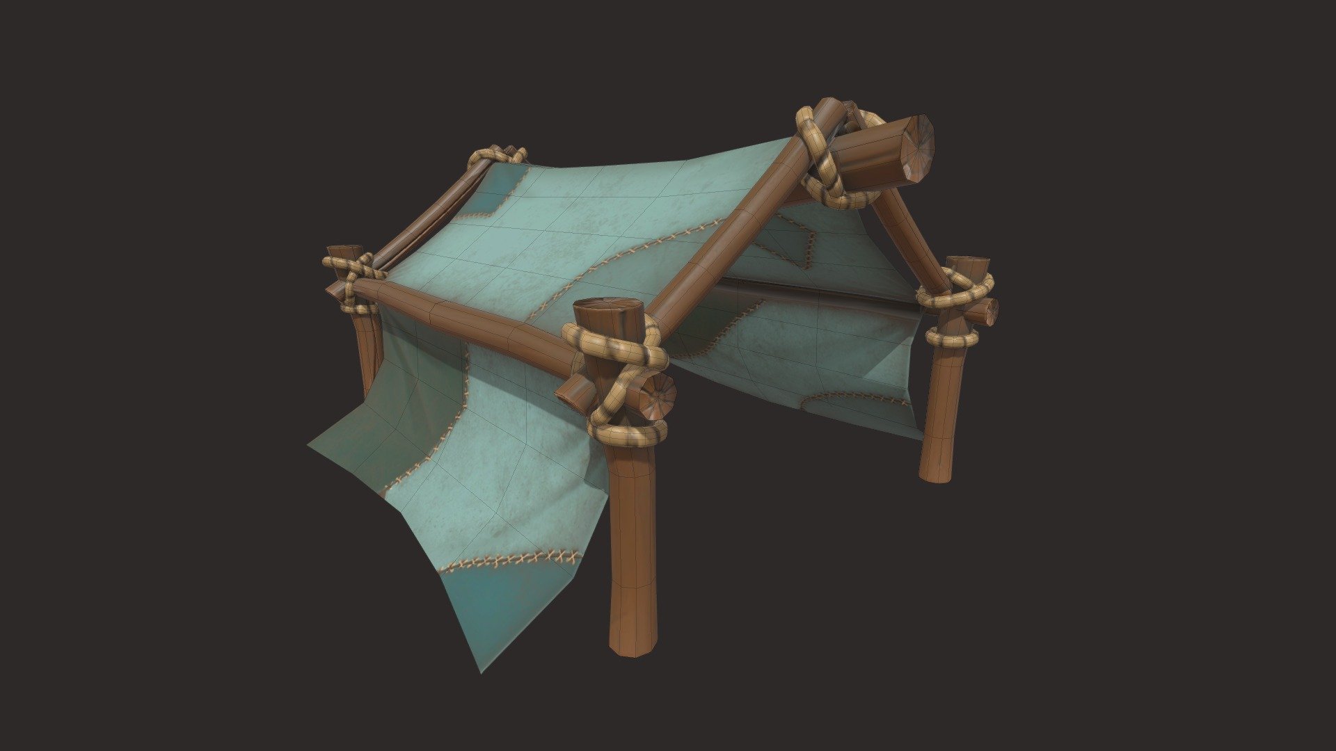 Tent (Hight Poly to Low Poly) 3d model