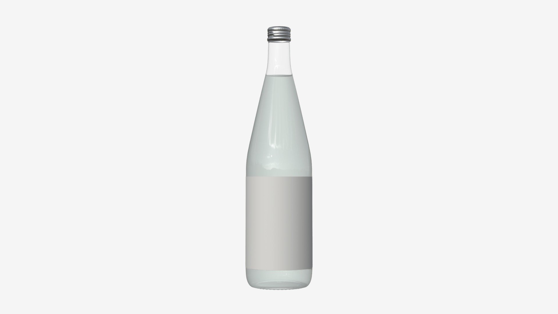 Mineral water in glass bottle 3d model