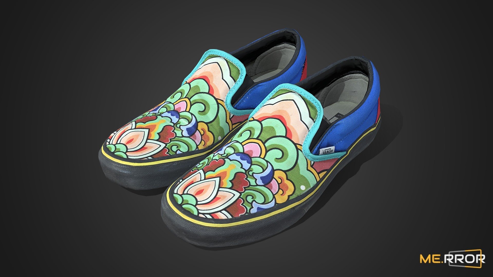 [Game-Ready] Dancheong slip-on sneakers 3d model