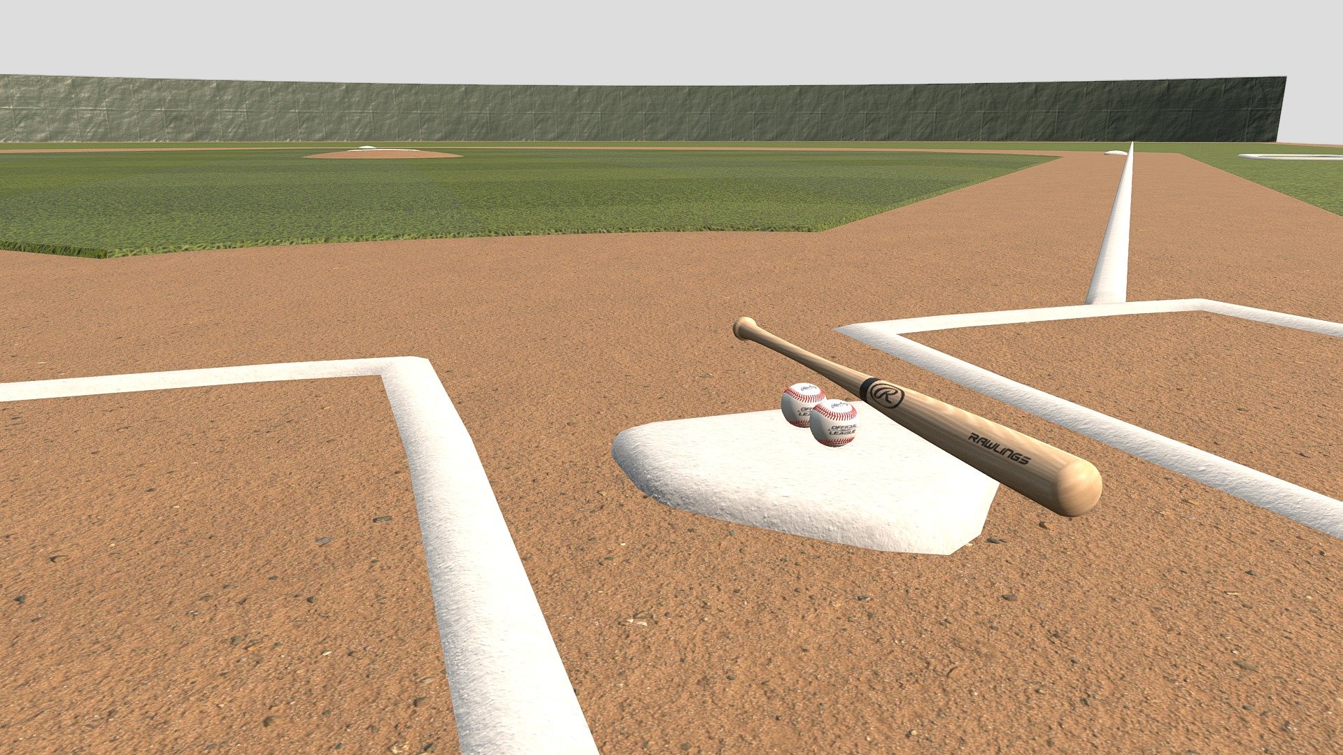 Baseball Bat and Ball 3d model