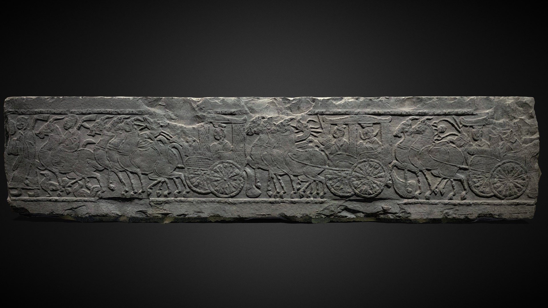 Stone relief of trip on carriage 3d model