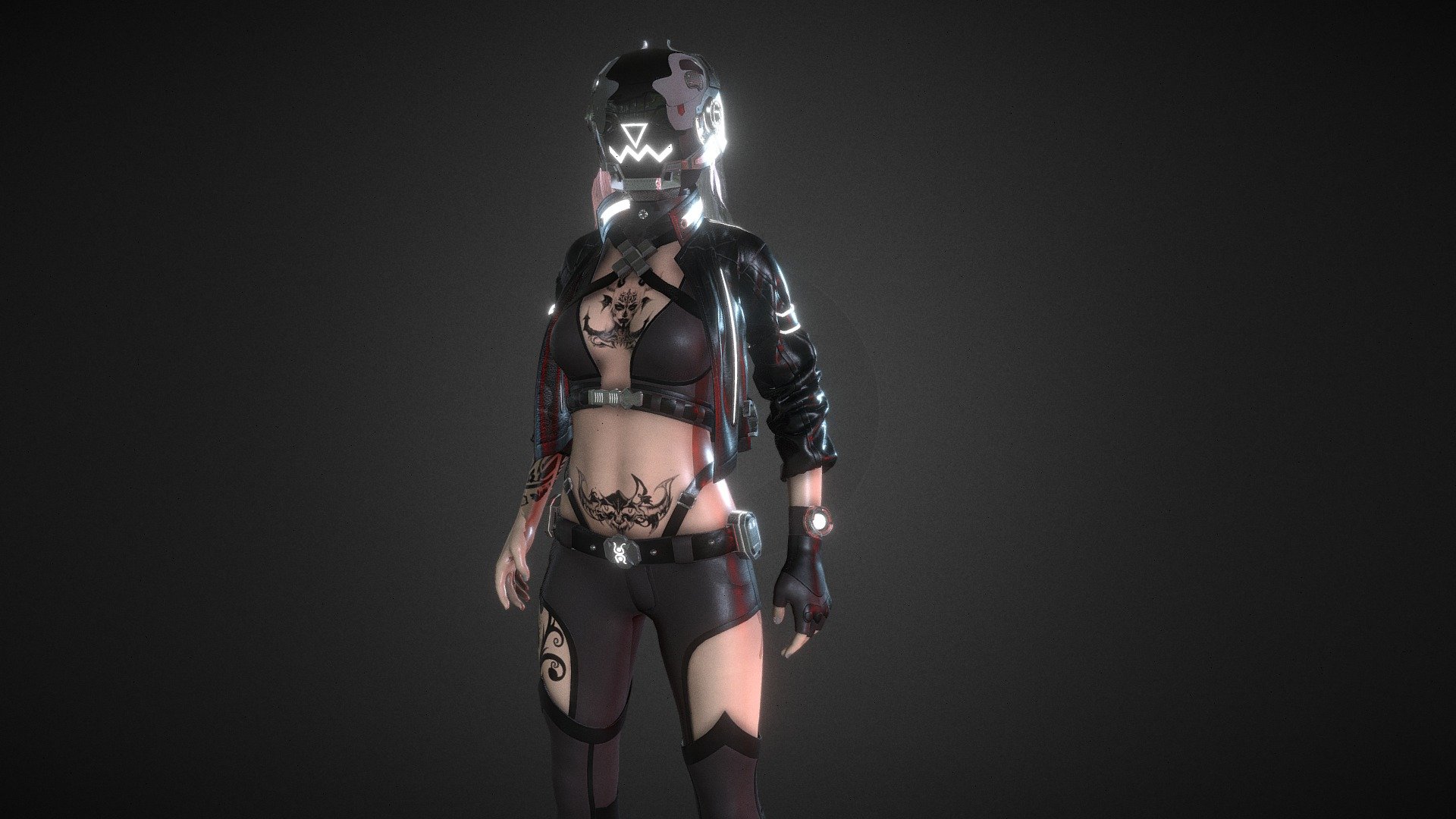 cyberpunk girl 3d model