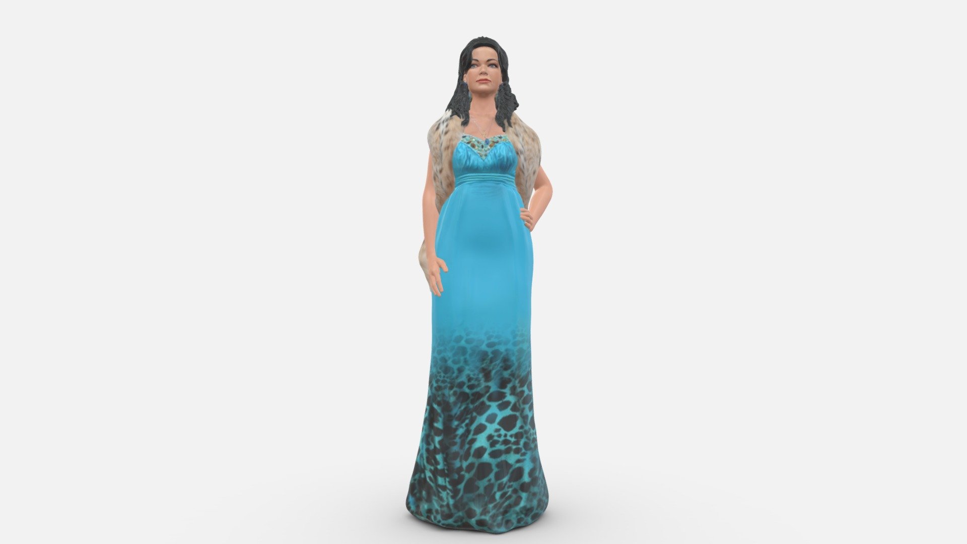 Woman In Bluepanther Long Dress 0861 3d model