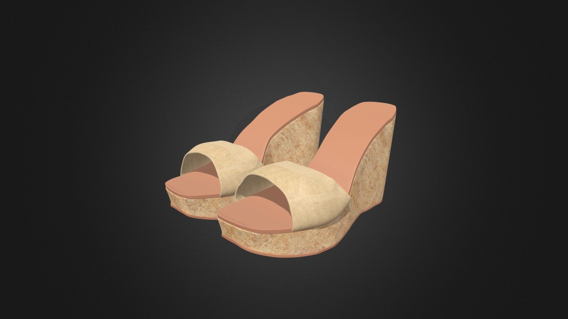 Wood wedge shoes ( wedge slipper ) 3d model