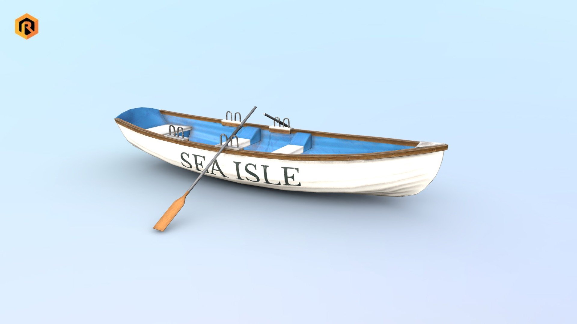 Rescue Boat With Oars 3d model