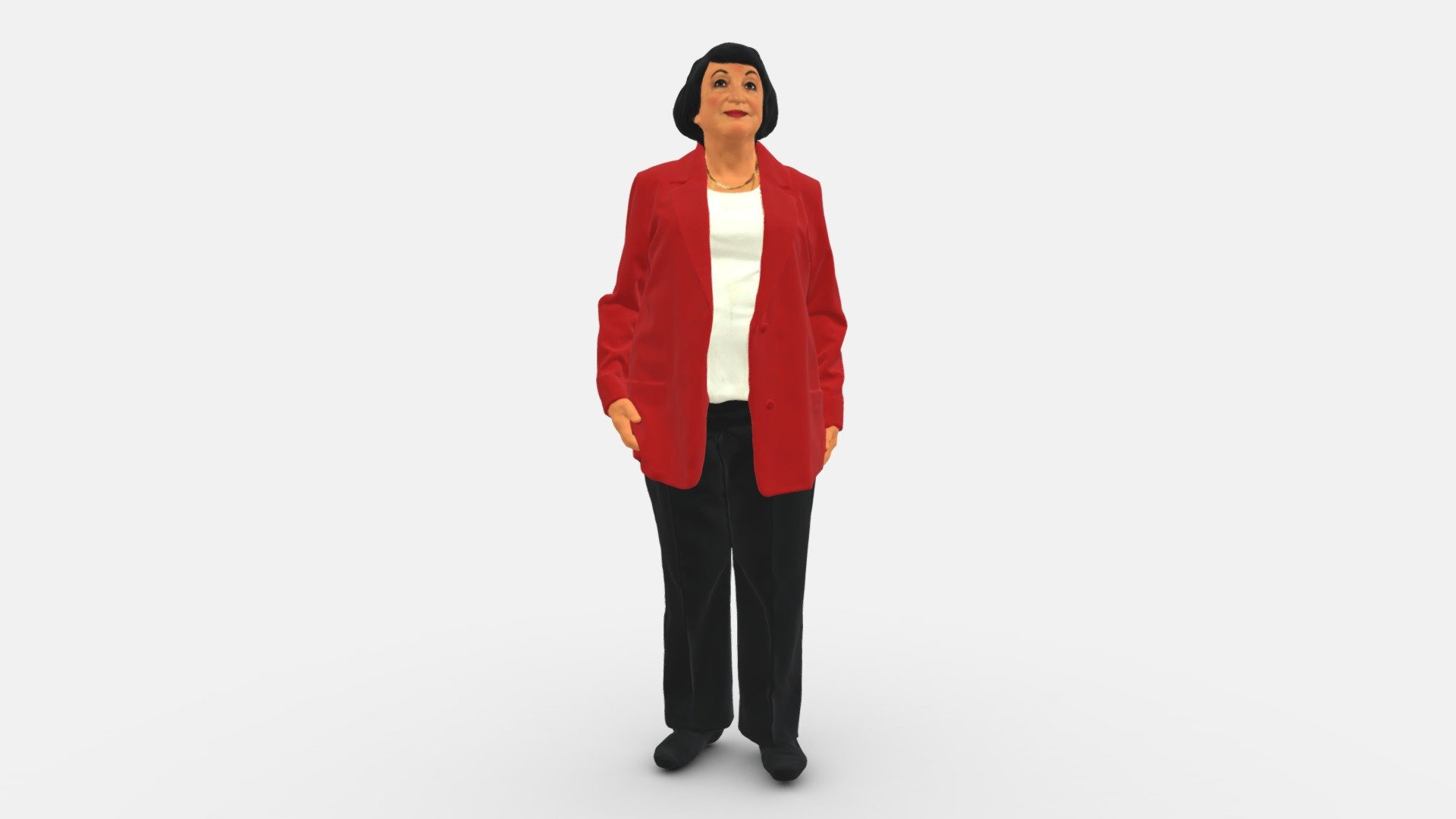 Old Woman In Red Jacket 0449 3d model