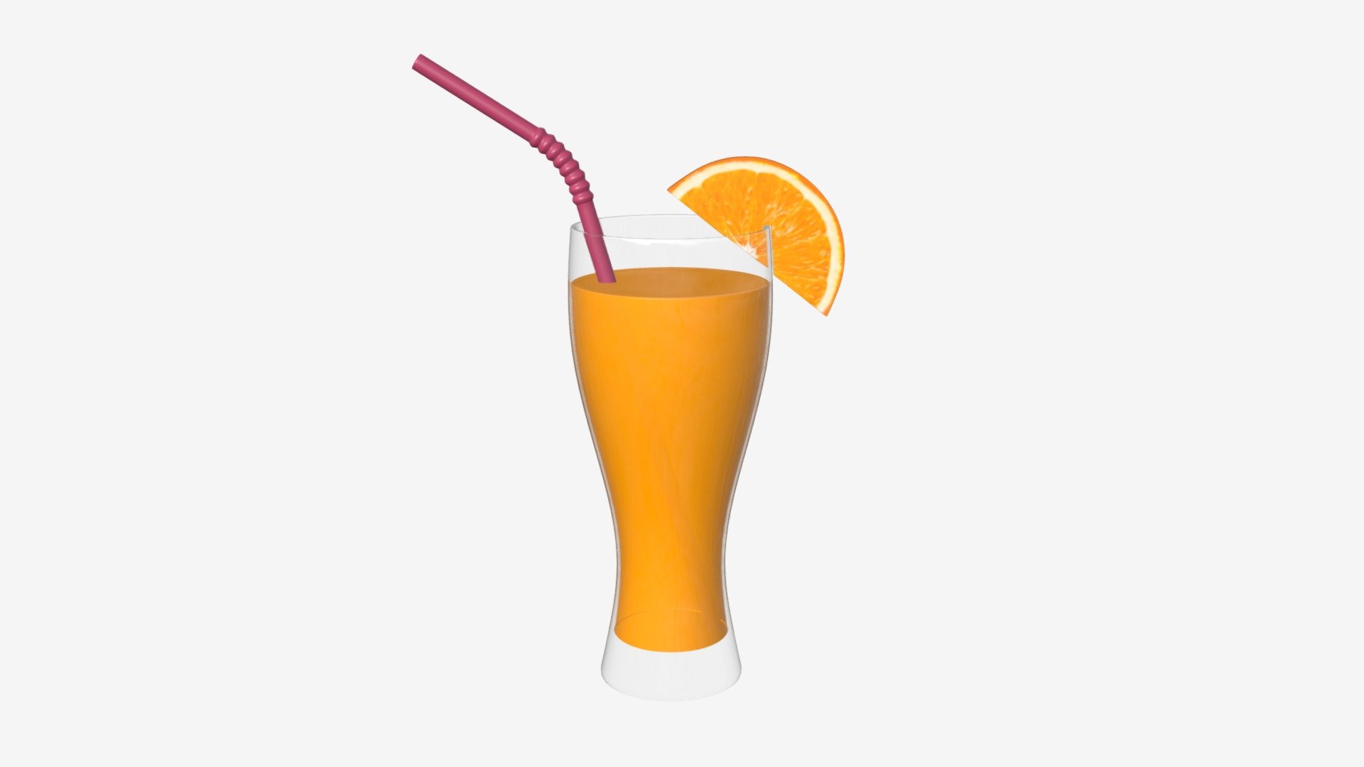 Weizen glass with orange juice 3d model