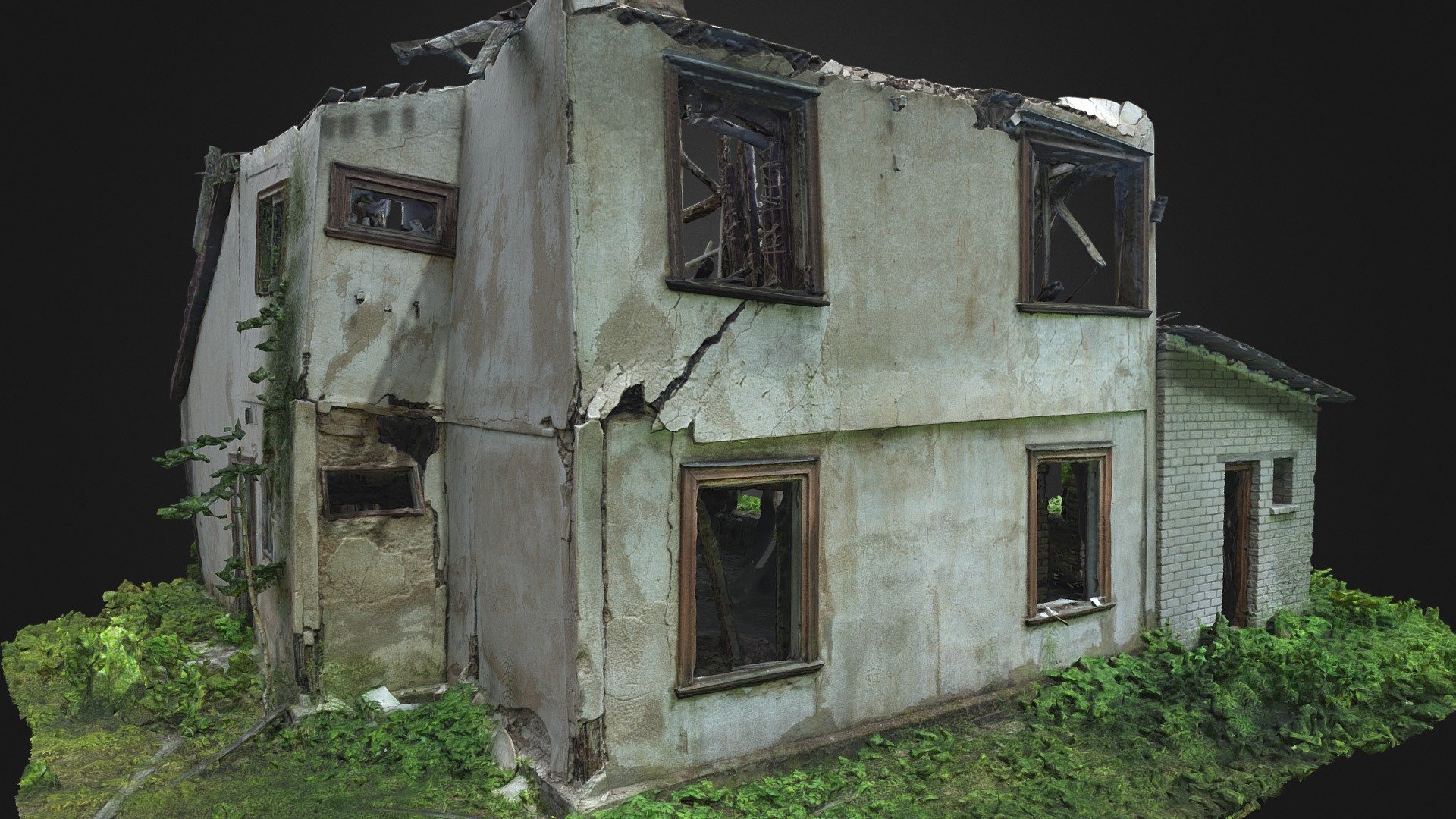 Collapsed Countryside Building 3d model