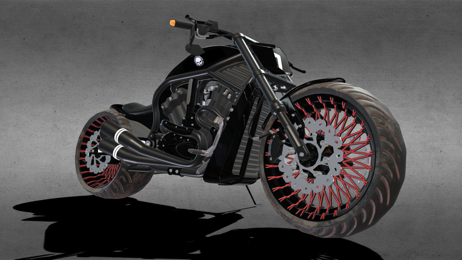 Harley Davidson V Rod Custom Bike 3d model