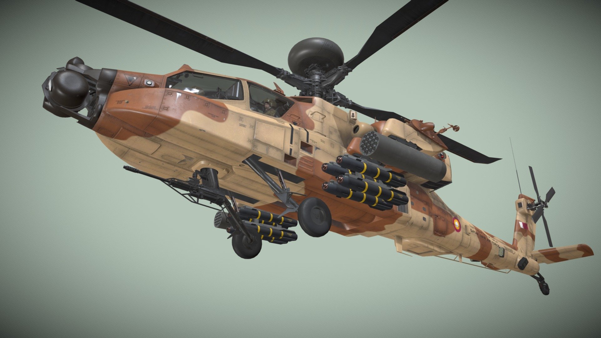 Apache AH-64E Qatar Emiri Air Force Basic 3d model