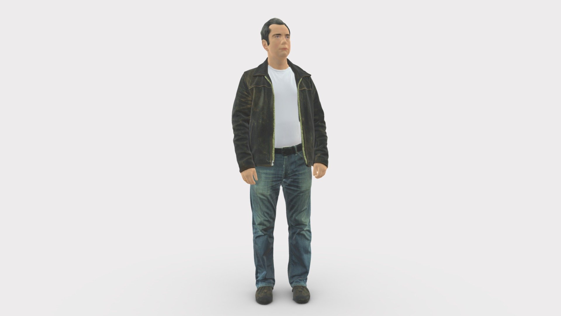 Man in 90s brown leather jacket 0875 3d model