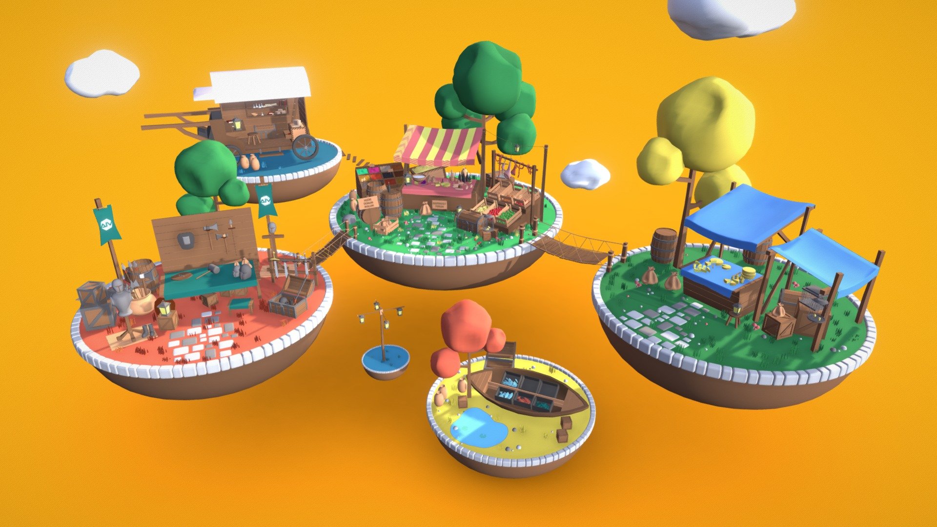 Cartoon Market 3d model