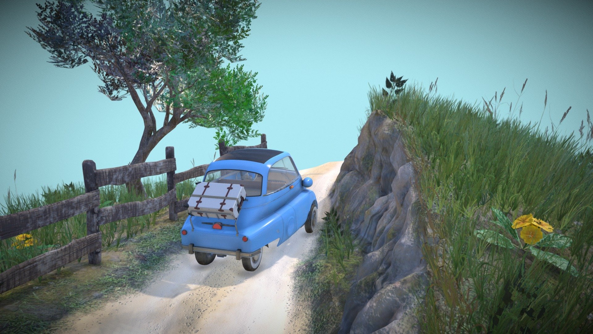 BMW Isetta on the road. 3d model